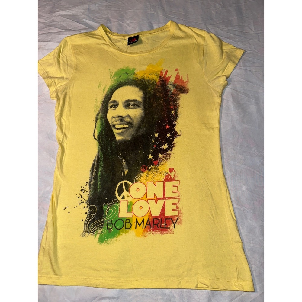 Zion Rootswear Bob Marley One Love Graphic T-Shirt Yellow Women 1X Cotton